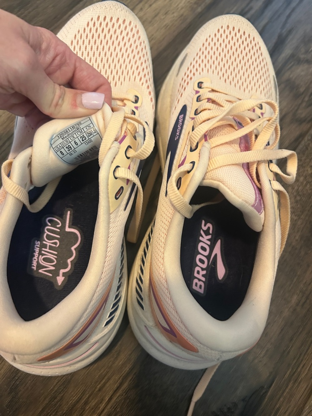 Brooks Women's Peach, Navy and Purple Running Shoes - Picture 3 of 5